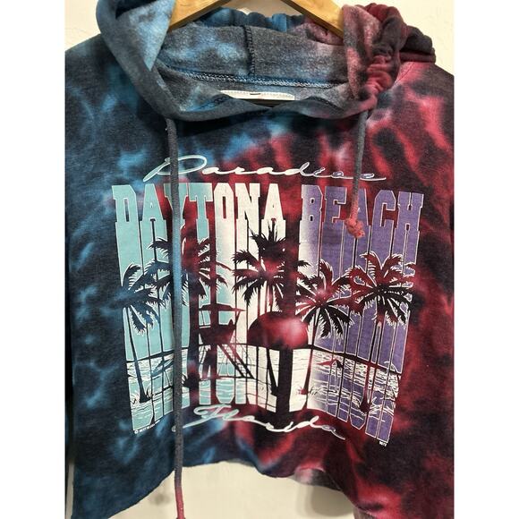 Pop Surf Hoodie Sweatshirt Graphic Print Women’s Size XL Tie Dye Cropped Fleece - Picture 5 of 6